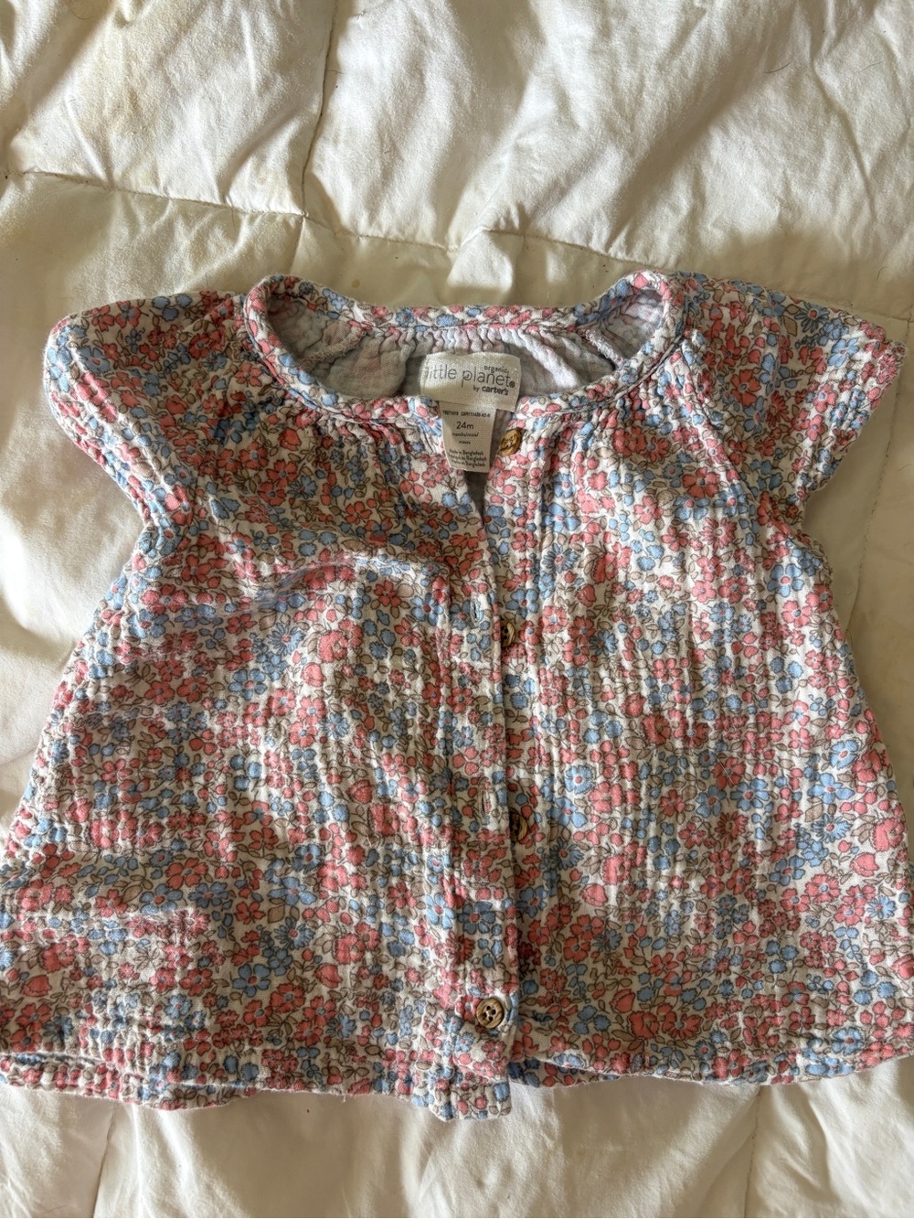 Little Planet Baby Floral Quilted Top in Pink & Blue